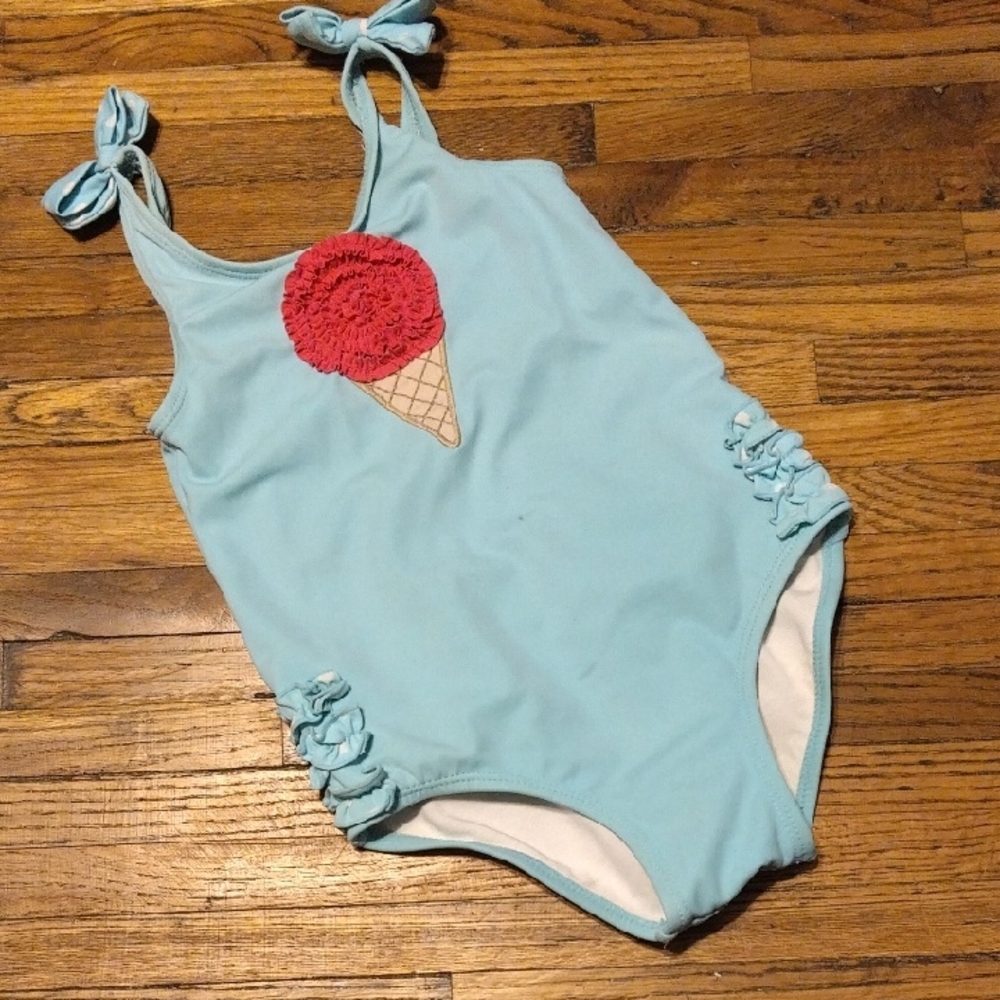 Gymboree Blue One Piece Swimsuit with Ice Cream Design